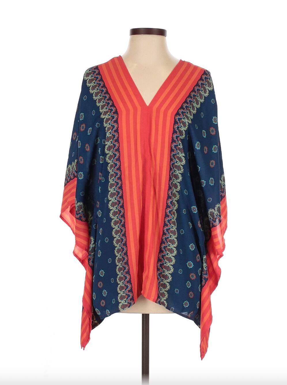 NEW Romeo & Juliet Couture Stripe Medallion Relax Fit Kaftan Top Size S Vacation